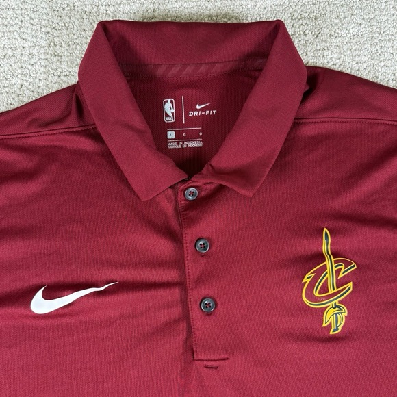Nike Dri-Fit Mens Large Cleveland Cavaliers Wine Performance Golf Polo Shirt NBA - Picture 1 of 5